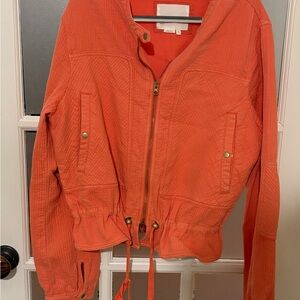 Anthropologie Quilted Orange Bomber Jacket